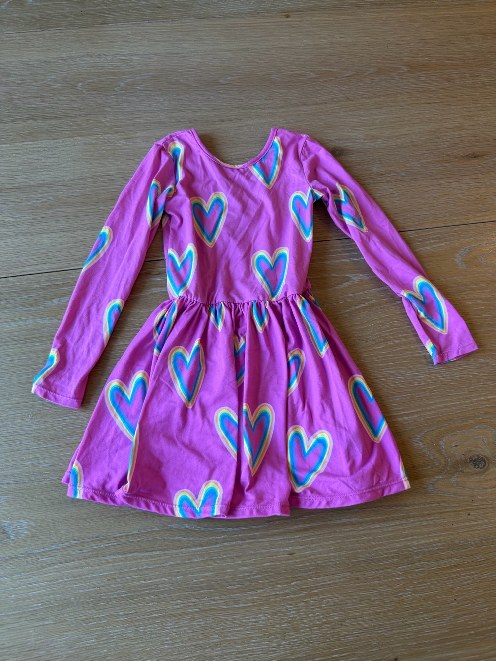 Pixie Lane Girls' Long-Sleeve Pink Heart Print Casual Dress Size 5